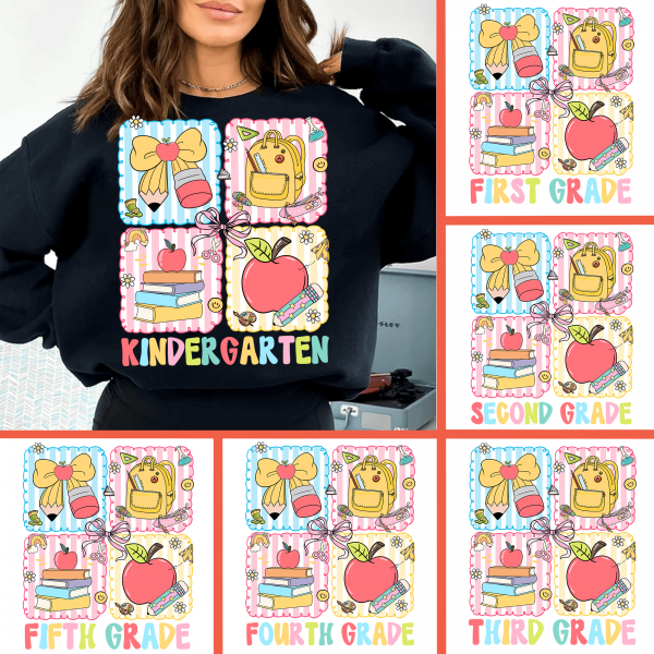 6+ Preppy Back to School Png Bundle, School Bag, Book Pencil Bow Png, Back To School Png, Coquette First day Hand Drawn, Digital Download