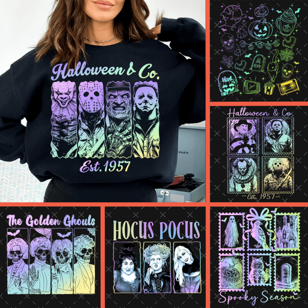 6+ Halloween Neon Bundle Png, Halloween Quotes Png, Halloween Vibes Png, Horror Characters Png, Spooky Halloween Png, Commercial Use