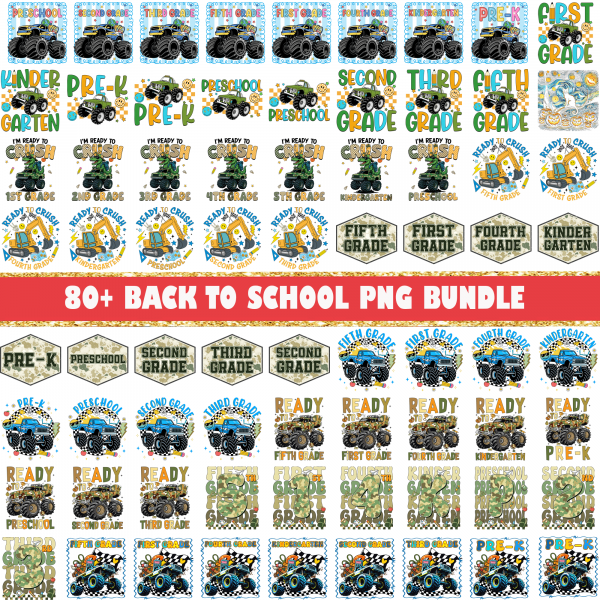 80+ Back To School PNG Bundle For Boys, I’m ready to crush Bundle T-REX, School Boy PNG, School Boy, Pre-K Kindergarten 1st/2nd 3rd Grade