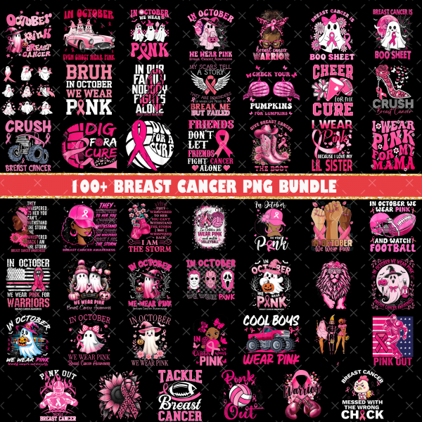 100+ Breast Cancer Mega Png Bundle, Breast Cancer Png, Pink Ribbon Png, Fight Cancer Quote Sublimation, Cancer Awareness, Cancer Survivor