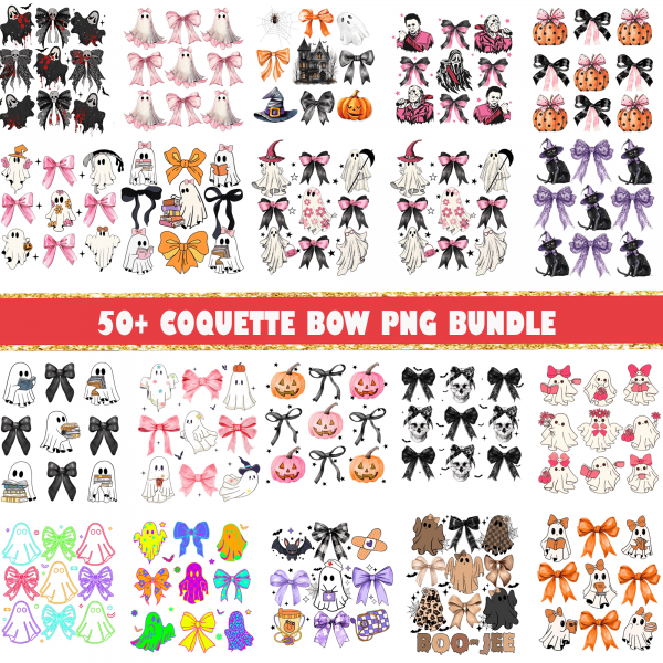 50+ Halloween Coquette Bow Png Bundle, Horror Halloween Png, Ghost Coquette Bow Png, Halloween Png, Retro Halloween Png, Spooky Season Png