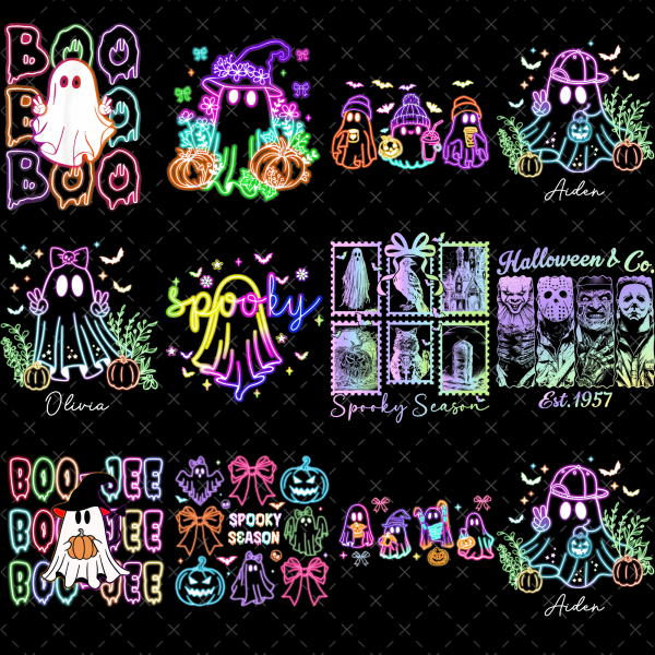 15+ Retro Halloween Ghost Neon Png Bundle, Colorful Halloween Png, Trendy Neon Spoky Vibes Png, Spooky Season Png, Cute Boo Ghost Coquette Png