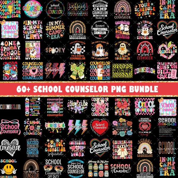 60+ School Counselor PNG Bundle, Retro Groovy School Psychologist Png, School Counselor Sublimation Designs, Guidance Counselor,Digital File