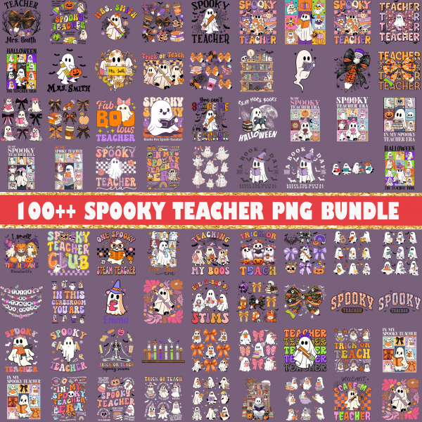100++ Cute Spooky Teacher Png Bundle, Spooky Season Png, Ghost Teacher Bundle, Teacher Halloween Bundle, Trick Or Teach Bundle, Digital File