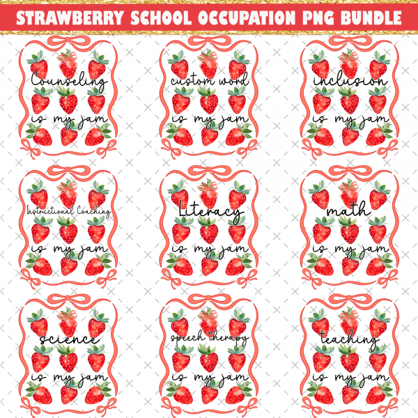 10+ School Coquette Strawberry Png Bundle, Teaching Is My Jam Png, Back To School Png, First Day Of School Png, Teacher Gift, Girl Shirt