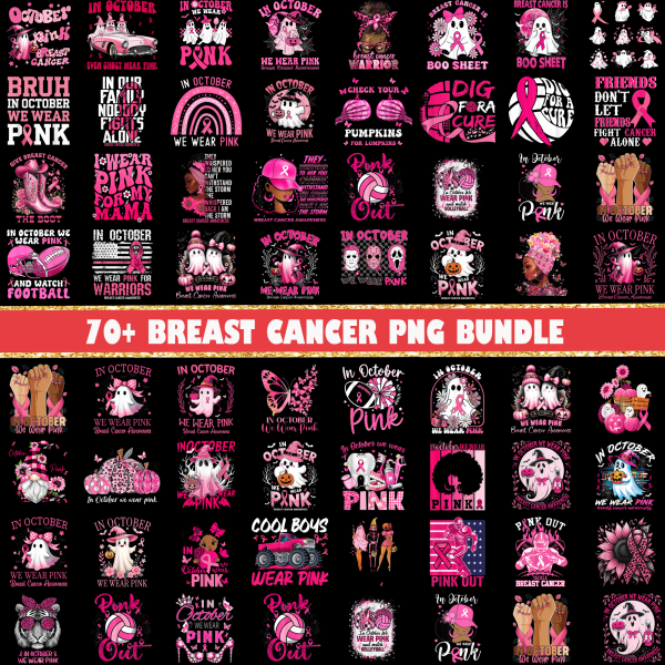 70+ Breast Cancer Mega Png Bundle, Breast Cancer Png, Pink Ribbon Png, Fight Cancer Quote Sublimation, Cancer Awareness, Cancer Survivor