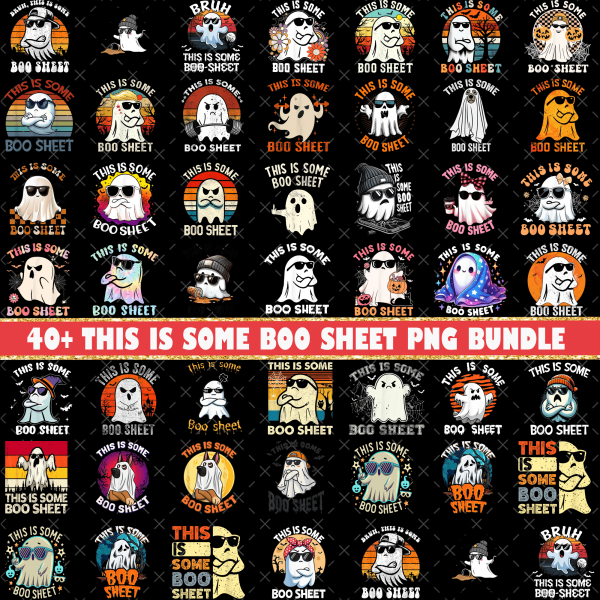50+ This Is Some Boo Sheet Png Bundle, Spooky season png, Retro Ghost png, Retro Halloween Png, Pumpkin Png, Halloween Sublimation Designs