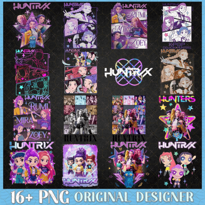 HUNTRIX Kpop Demon Hunters Bundle Png, Kpop Idol Group Bundle Png, Mira Png, Rumi Png, Joy Png, Gift for Huntrix Fans, Instant Downloads