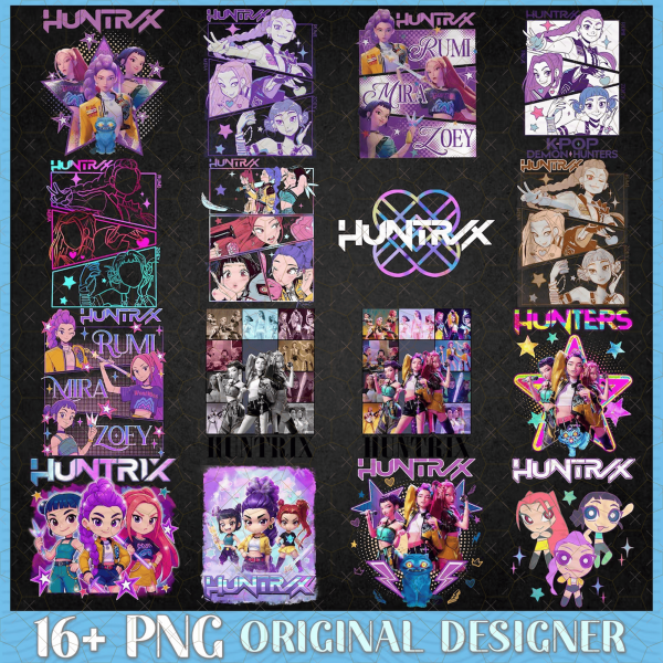 HUNTRIX Kpop Demon Hunters Bundle Png, Kpop Idol Group Bundle Png, Mira Png, Rumi Png, Joy Png, Gift for Huntrix Fans, Instant Downloads